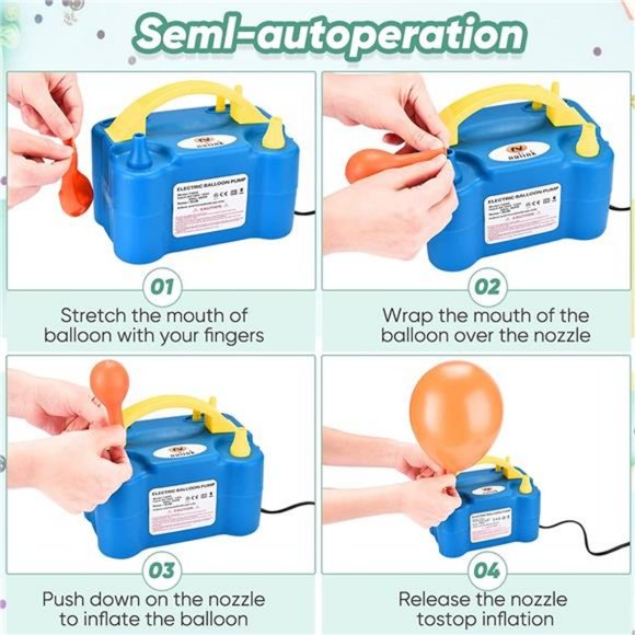 Balloon Pump Electric Portable Dual Nozzle Balloon Blower Pump Inflation - Picture 6 of 6